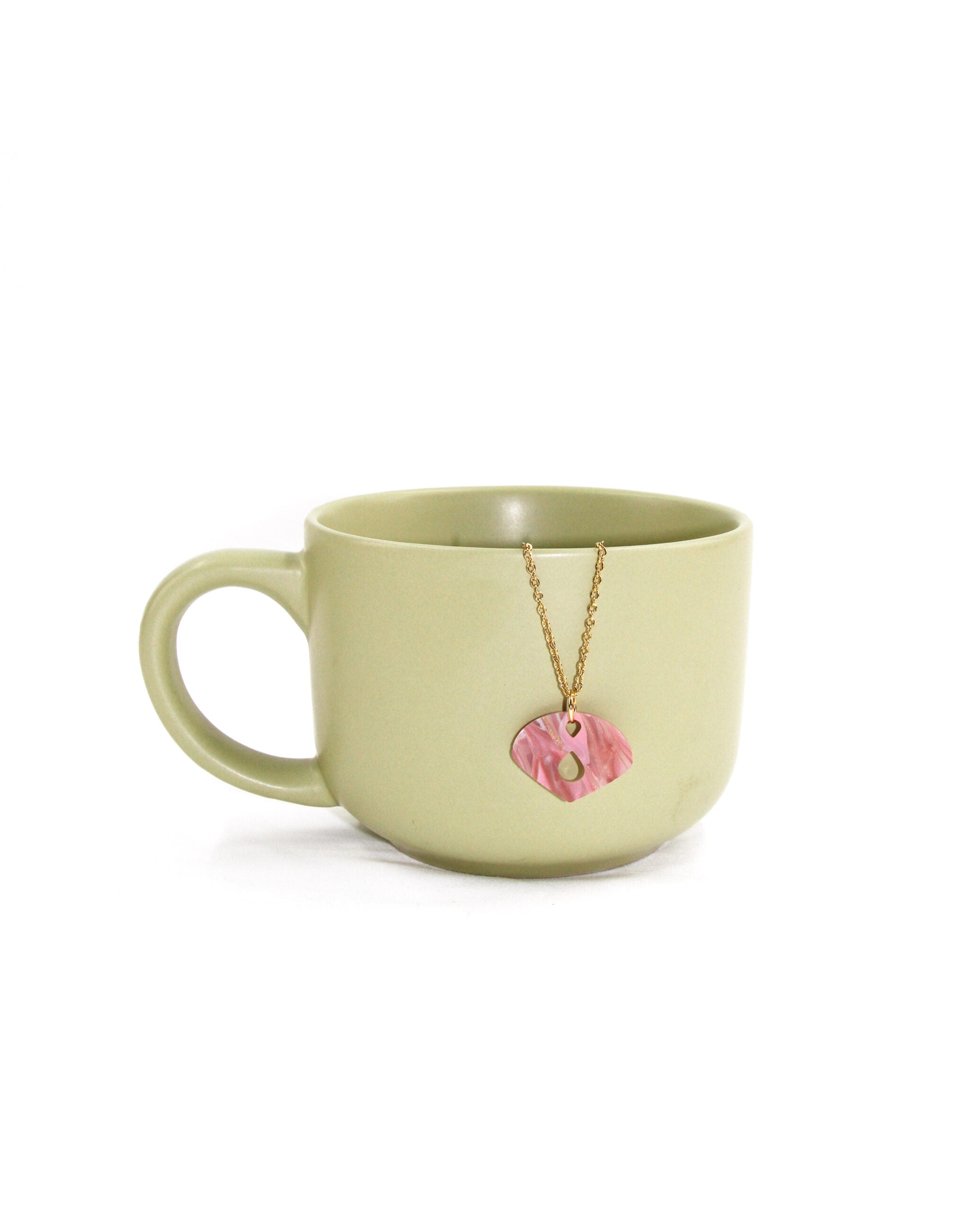 Collar con colgante rosa nacarado: belleza orgánica en tonos suaves-3