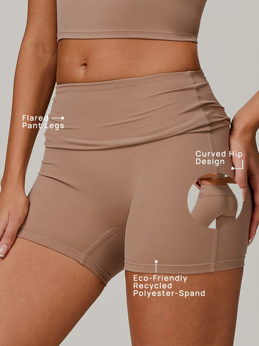 Eco-Recycled Quick-Dry High-Waisted Yoga Shorts