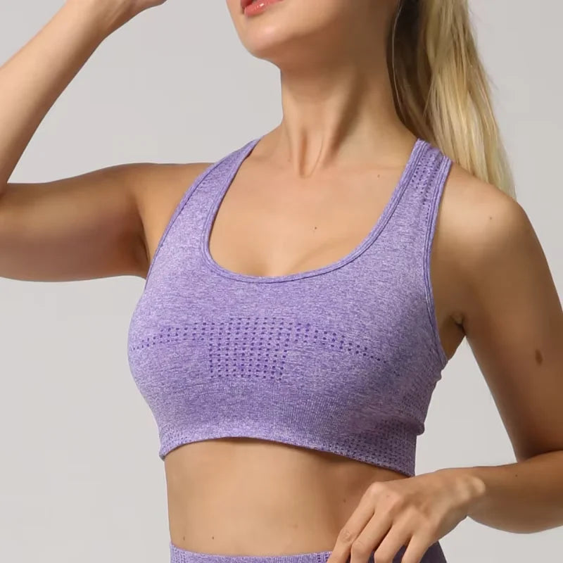 Women’s High Impact Seamless Sports Bra – Padded Push Up Crop Top for Running, Gym & Yoga-0