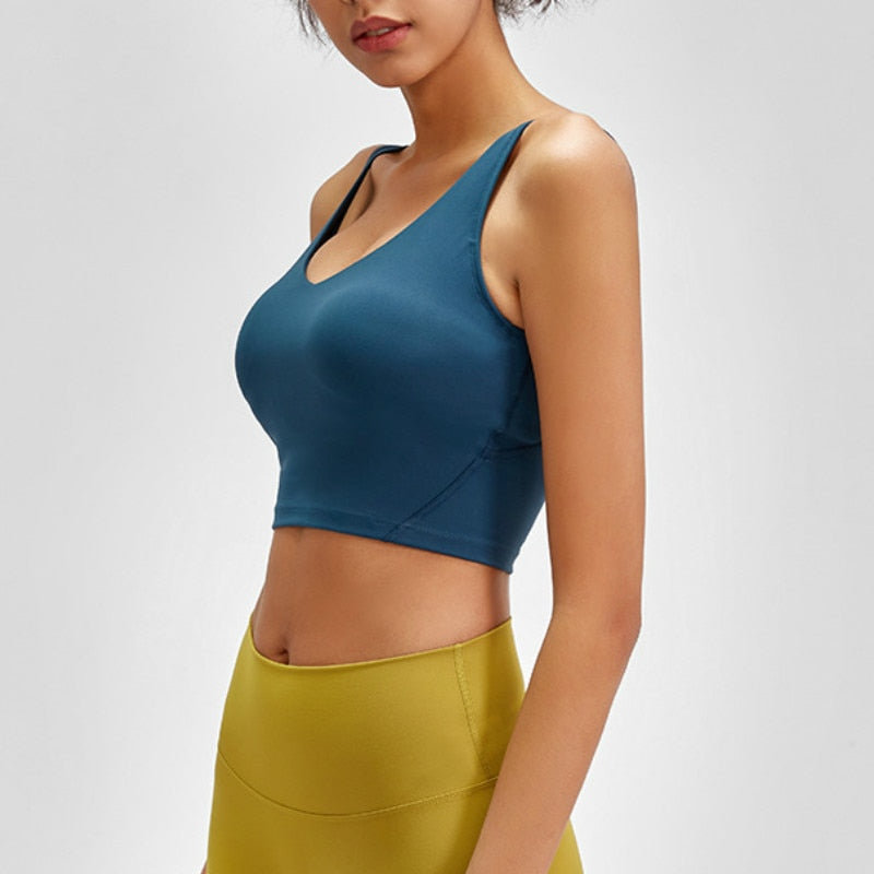 SHINBENE U-Back Butter Soft Workout Gym Yoga Bras Top Women Naked-feel Padded Athletic Running Fitness Sport Crop Tops Brassiere-1
