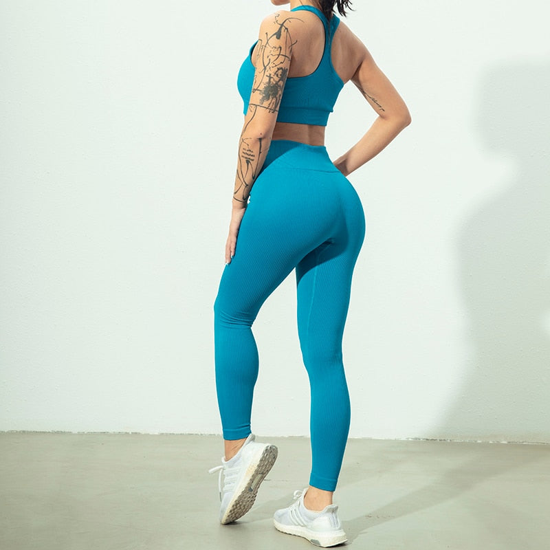 Conjunto Performance™ | Set Deportivo Seamless con Chaqueta, Top y Leggings de Cintura Alta
