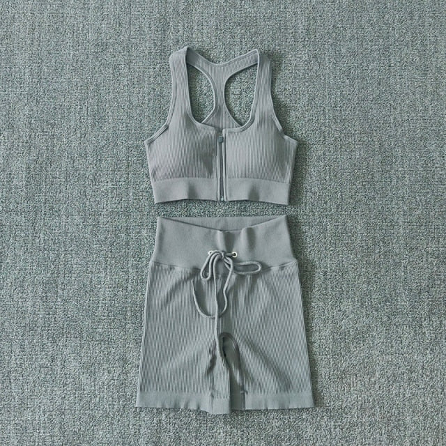 Conjunto Performance™ | Set Deportivo Seamless con Chaqueta, Top y Leggings de Cintura Alta
