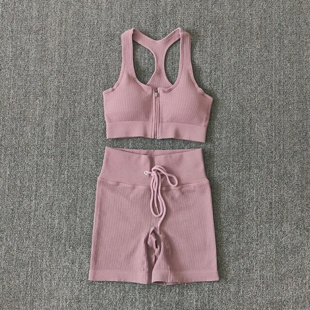Conjunto Performance™ | Set Deportivo Seamless con Chaqueta, Top y Leggings de Cintura Alta