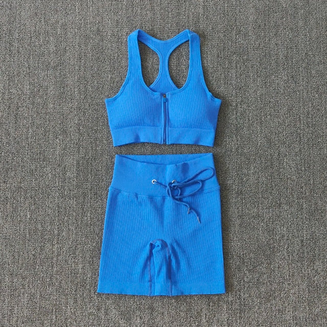 Conjunto Performance™ | Set Deportivo Seamless con Chaqueta, Top y Leggings de Cintura Alta
