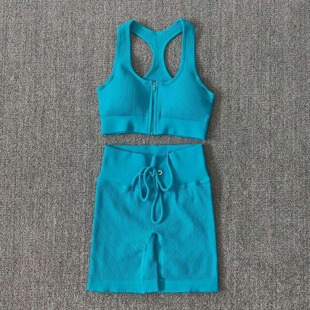 Conjunto Performance™ | Set Deportivo Seamless con Chaqueta, Top y Leggings de Cintura Alta
