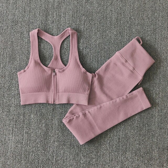 Conjunto Performance™ | Set Deportivo Seamless con Chaqueta, Top y Leggings de Cintura Alta